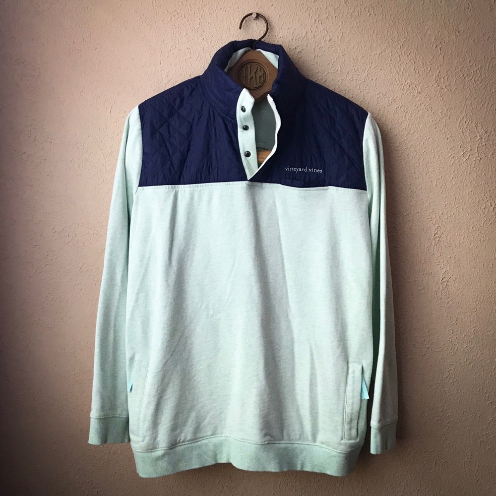 Vineyard Vines Quilted Shep Shirt - Mint & Navy